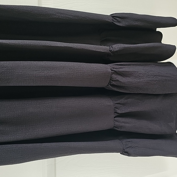 NWT Mila Mae Flutter Sleeve Tiered w Back Tie Maxi Dress Black Medium - Picture 11 of 14